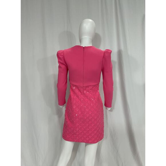 Rebecca Vallance 'Marie' Pink Sequin Detail Long Sleeve Dress Size 4 - Picture 3 of 5
